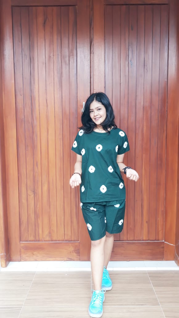 Baju Setelan Kulot Pendek Batik Jumputan Bahan Katun Grosir Seri Warna Murah (isi 5)