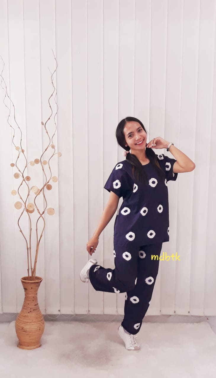 Baju Tidur Setelan Batik Jumputan Katun Grosir Seri Warna Murah (isi 5)