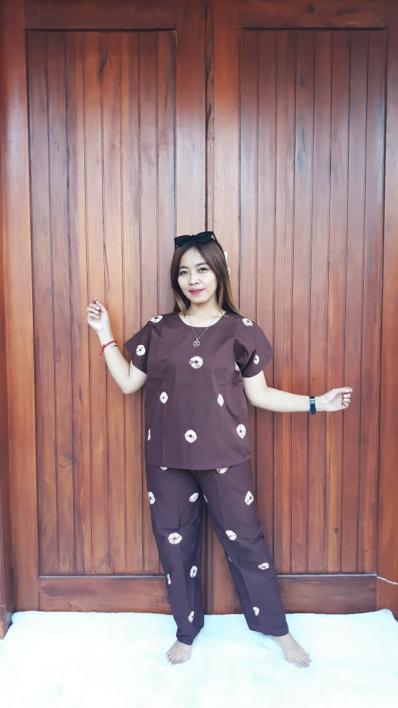 Baju Tidur Setelan Batik Jumputan Katun Grosir Seri Warna Murah (isi 5)