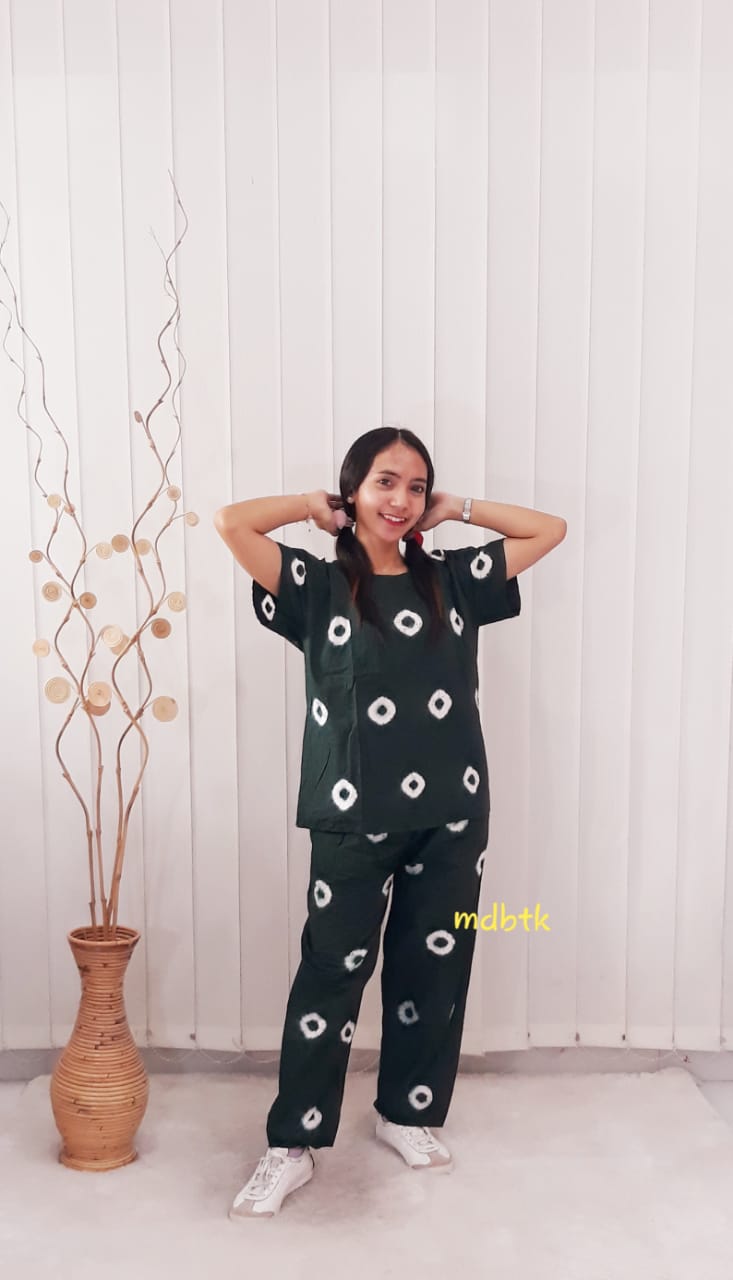 Baju Tidur Setelan Batik Jumputan Katun Grosir Seri Warna Murah (isi 5)