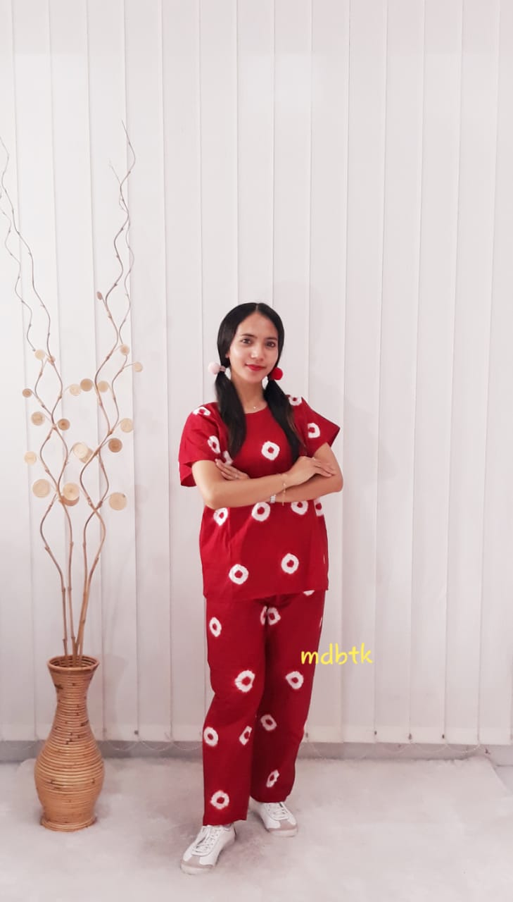 Baju Tidur Setelan Batik Jumputan Katun Grosir Seri Warna Murah (isi 5)