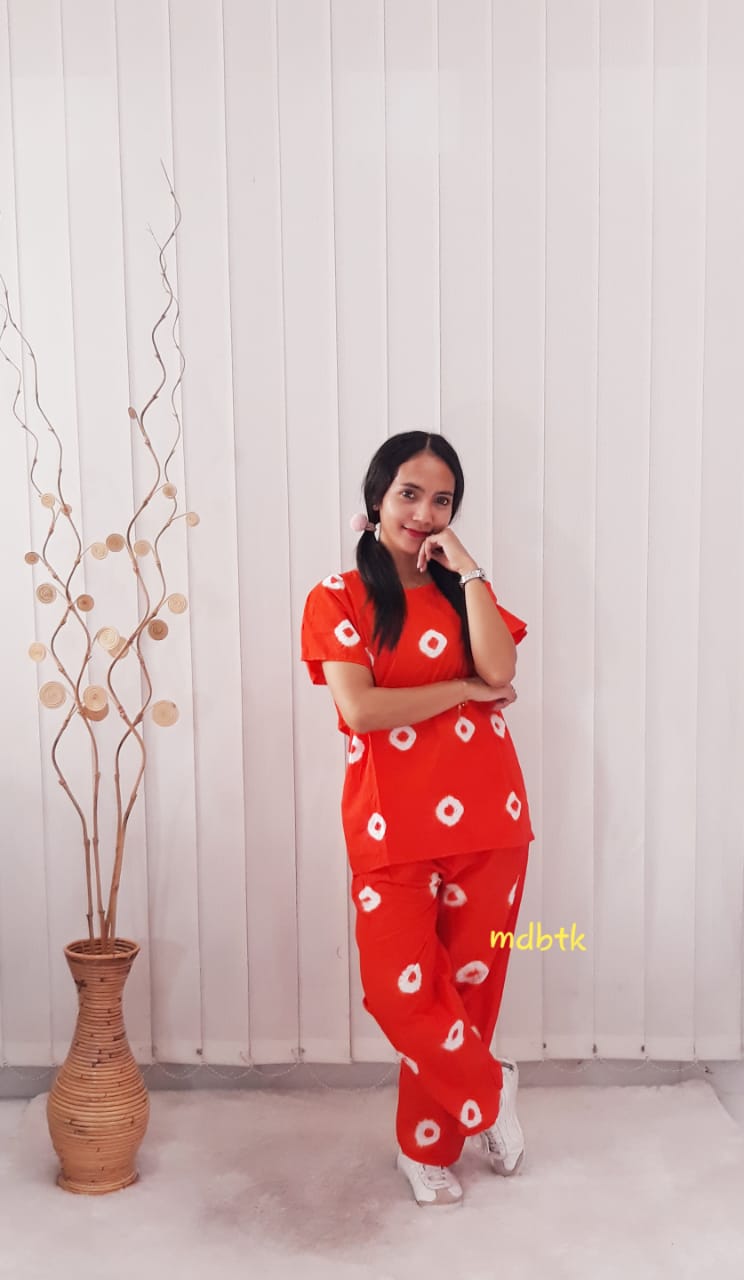 Baju Tidur Setelan Batik Jumputan Katun Grosir Seri Warna Murah (isi 5)