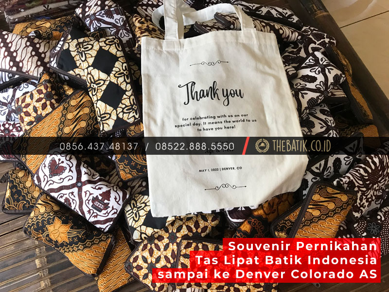 Souvenir Pernikahan Tas Lipat Batik Indonesia sampai ke Denver Colorado AS