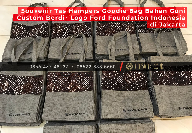 Souvenir Tas Hampers Goodie Bag Bahan Goni Custom Bordir Logo Ford Foundation Indonesia di Jakarta