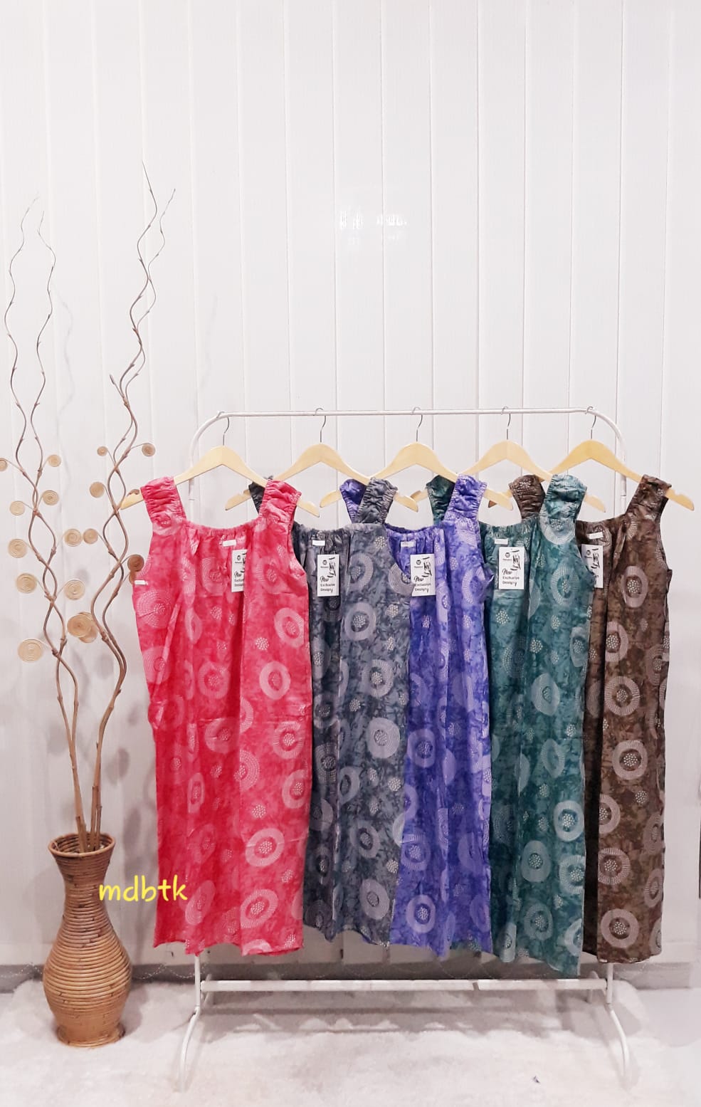 Baju Tidur Daster Yukensi Tanpa Lengan Jumbo Batik Rayon Seri Warna Banyak Grosir (isi 5)
