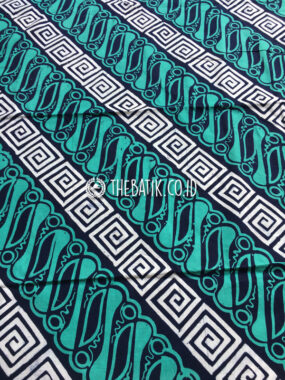 Kain Batik Cap Bahan Baju Kemeja Blouse Motif Parang Warna Tosca Turquoise