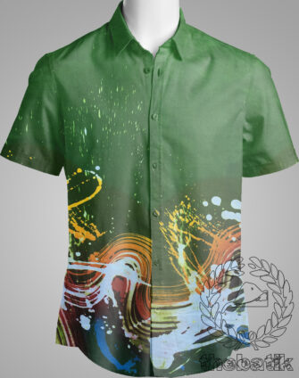 Kain Batik Lukis Abstrak Modern Motif Ciprat Kombinasi Polos Hijau