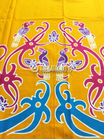 Kain Bahan Baju Batik Tulis Modern Motif Kalimantan Burung Enggang Warna Jingga