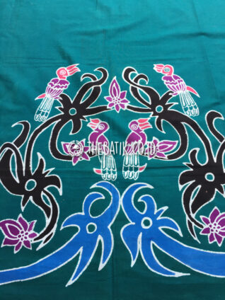 Kain Bahan Baju Batik Tulis Modern Motif Kalimantan Burung Enggang Warna Tosca
