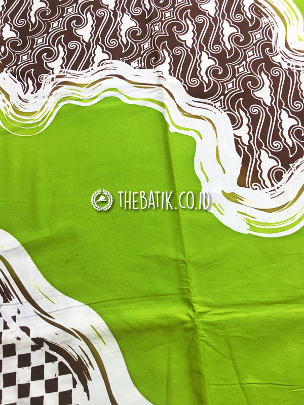 Kain Batik Lukis Modern Kombinasi Polos Hijau Bahan Kemeja Dress Blouse