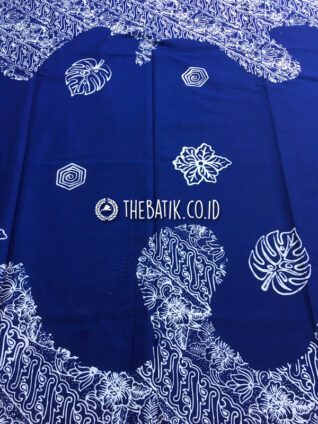 Kain Batik Modern Motif Pulau Kombinasi Polos Warna Biru