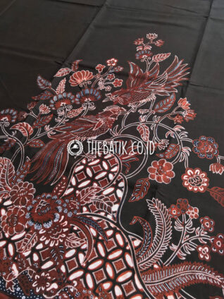 Kain Batik Tulis Bahan Kemeja Blouse Outer Motif Burung Latar Hitam