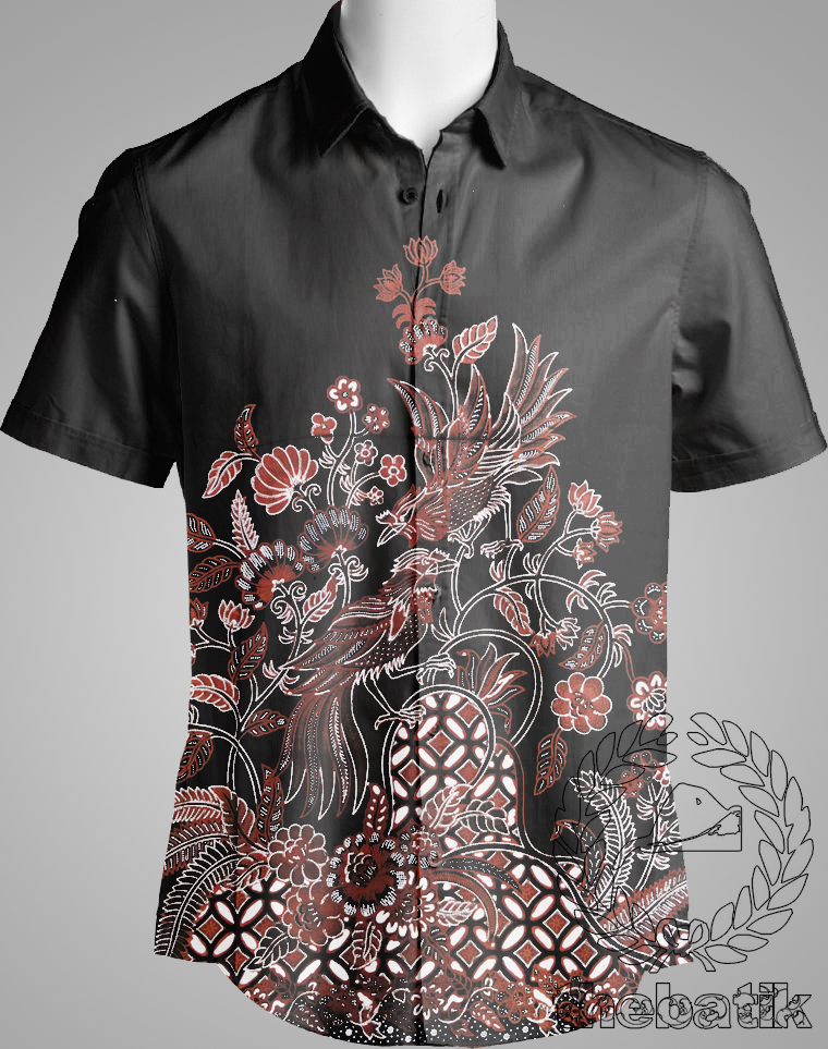Kain Batik Tulis Bahan Kemeja Blouse Outer Motif Burung Latar Hitam