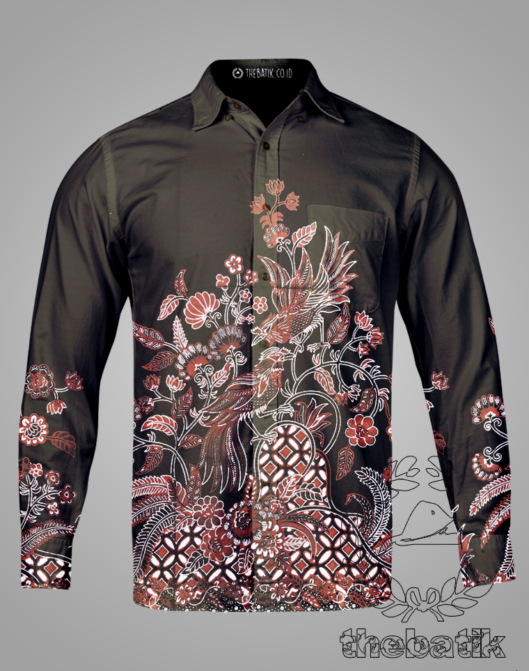 Kain Batik Tulis Bahan Kemeja Blouse Outer Motif Burung Latar Hitam