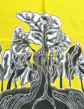 Kain Batik Tulis Modern Kontemporer Motif Floral Kombinasi Polos Kuning