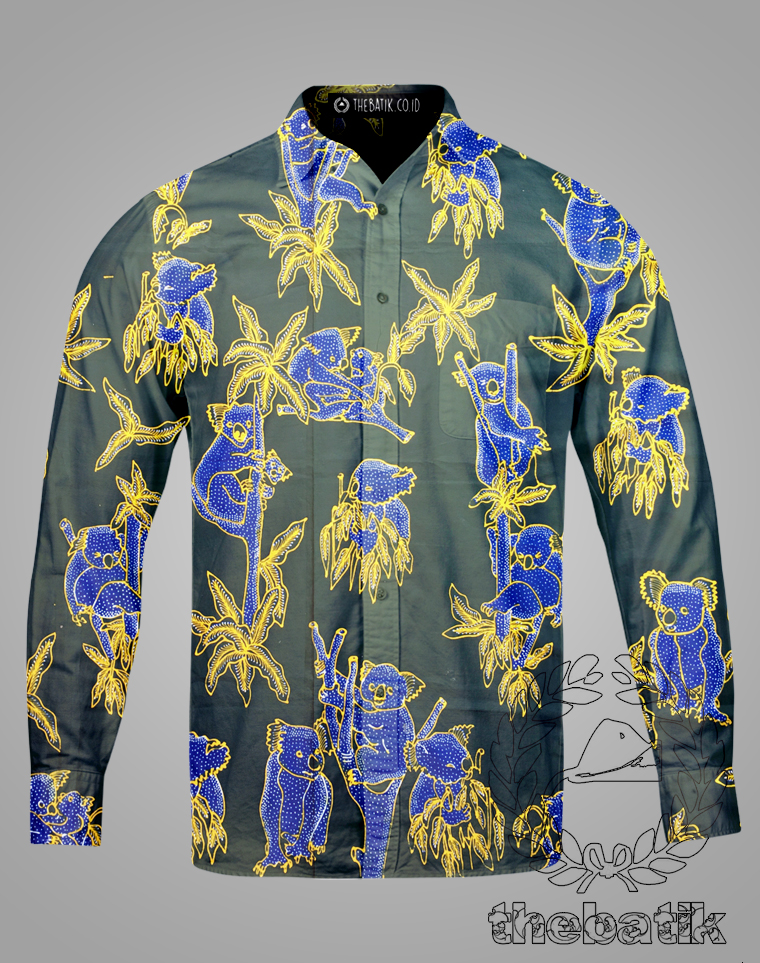 Kain Batik Tulis Premium Latar Hitam Motif Koala Satwa Nasional Australia