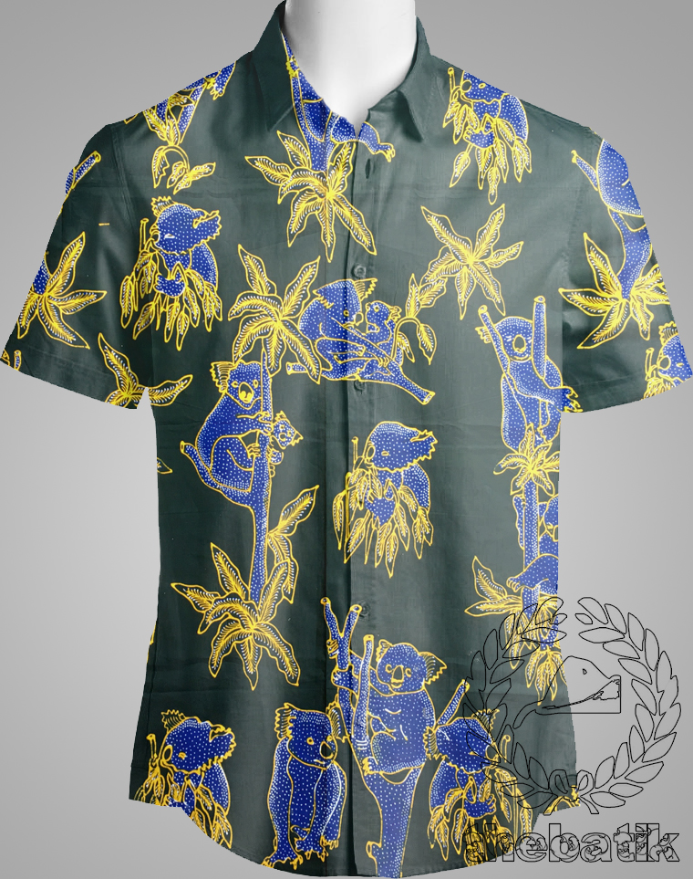 Kain Batik Tulis Premium Latar Hitam Motif Koala Satwa Nasional Australia