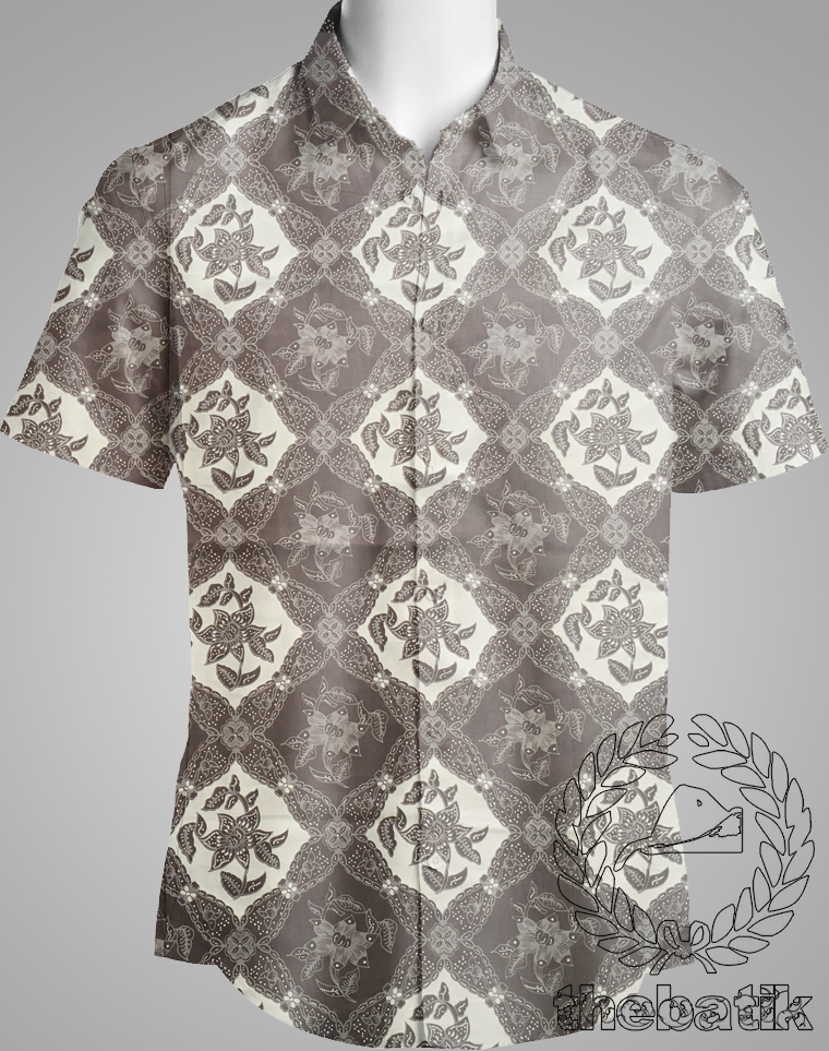 Kain Bahan Baju Kemeja Blouse Batik Solo Modern Motif Ceplok Kembang