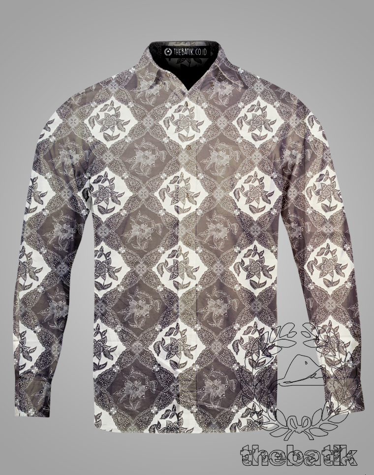 Kain Bahan Baju Kemeja Blouse Batik Solo Modern Motif Ceplok Kembang
