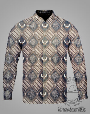 Kain Bahan Baju Kemeja Blouse Batik Solo Modern Motif Ceplok Kupu-Kupu