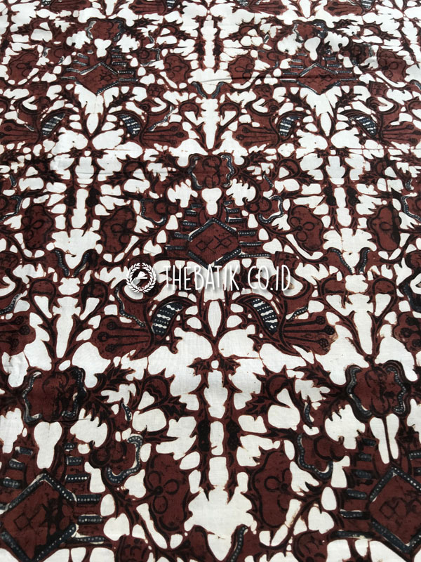 Kain Batik Seragam Motif Ceplok Gapura Sogan Latar Putih untuk Seragam Kantor / Guru / Pernikahan / Keluarga