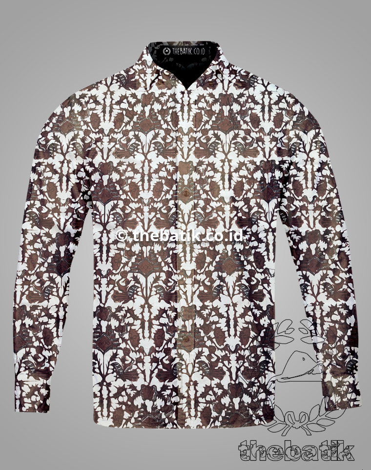 Kain Batik Seragam Motif Ceplok Gapura Sogan Latar Putih untuk Seragam Kantor / Guru / Pernikahan / Keluarga