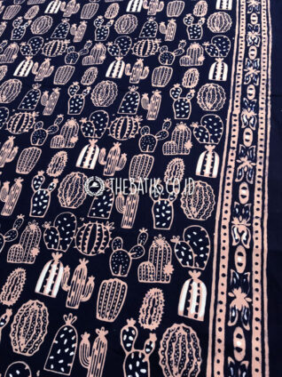 Kain Batik Seragam Primisima Motif Kaktus Biru Dongker untuk Seragam Kantor / Guru / Pernikahan / Keluarga