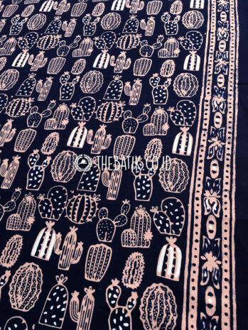 Kain Batik Seragam Primisima Motif Kaktus Biru Dongker untuk Seragam Kantor / Guru / Pernikahan / Keluarga