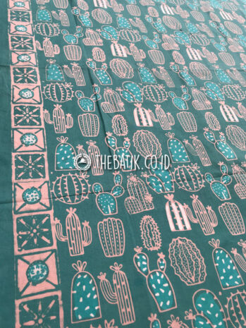 Kain Batik Seragam Primisima Motif Kaktus Hijau Toska Tosca untuk Seragam Kantor / Guru / Pernikahan / Keluarga