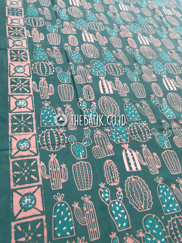 Kain Batik Seragam Primisima Motif Kaktus Hijau Toska Tosca untuk Seragam Kantor / Guru / Pernikahan / Keluarga