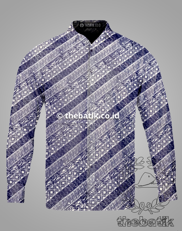 Kain Batik Seragam Motif Parang Seling Biru Dongker untuk Seragam Kantor / Guru / Pernikahan / Keluarga