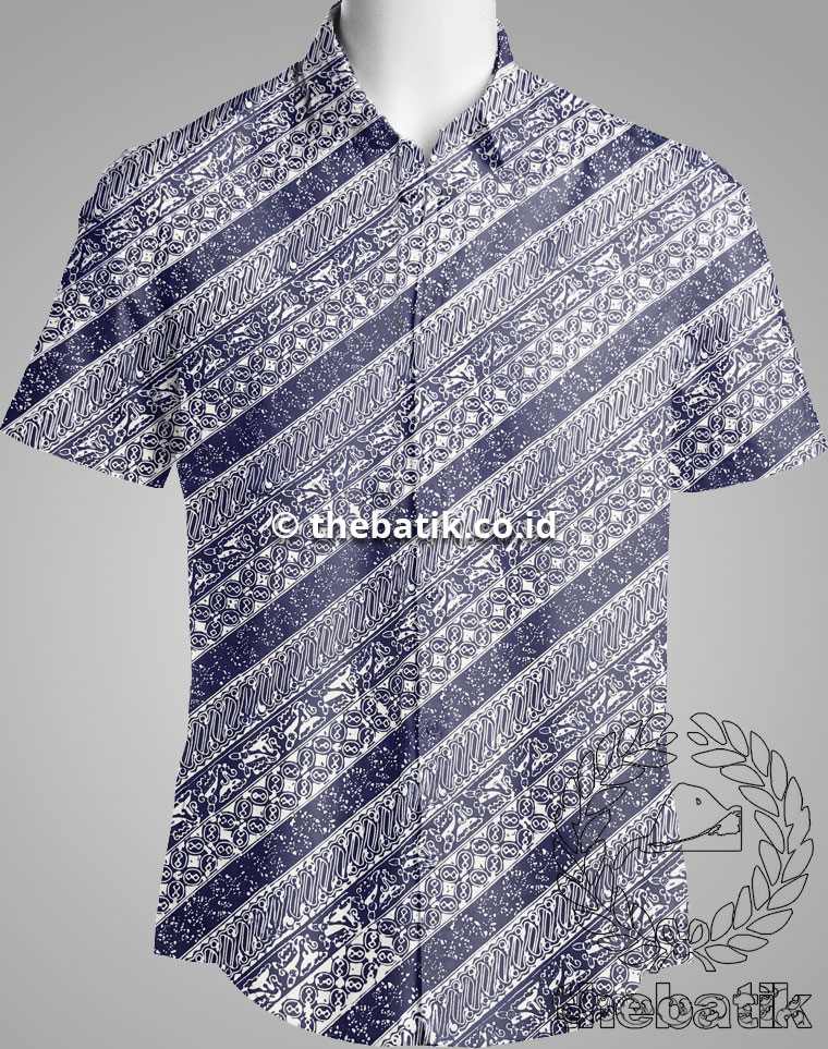 Kain Batik Seragam Motif Parang Seling Biru Dongker untuk Seragam Kantor / Guru / Pernikahan / Keluarga
