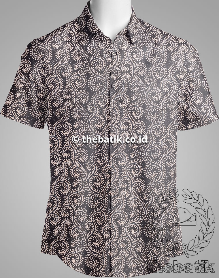 Kain Batik Seragam Primisima Motif Ukel Biru Dongker untuk Seragam Kantor / Guru / Pernikahan / Keluarga