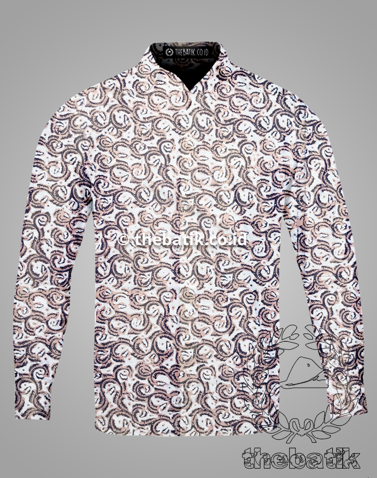 Kain Batik Seragam Primisima Motif Ukel Putih untuk Seragam Kantor / Guru / Pernikahan / Keluarga