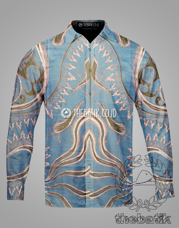 Kain Bahan Seragam Batik Motif Abstrak Biru Muda Ukuran 2.4 m