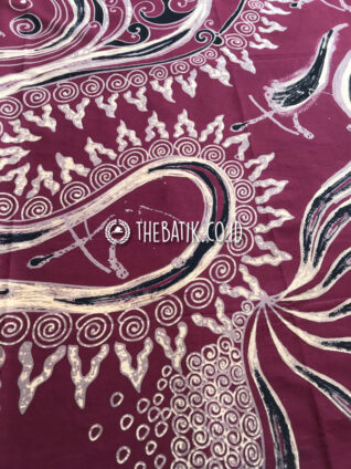 Bahan Kain Seragam Batik Motif Abstrak Marun Merah Hati Ukuran 2.4 m