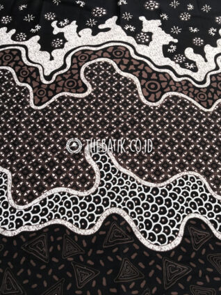 Bahan Kain Seragam Batik Modern Motif Kombinasi Hitam Coklat Ukuran 2.4 m