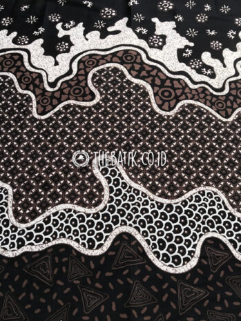 Bahan Kain Seragam Batik Modern Motif Kombinasi Hitam Coklat Ukuran 2.4 m