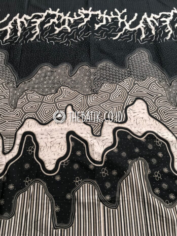 Bahan Kain Seragam Batik Modern Motif Kombinasi Hitam Krem Ukuran 2.4 m