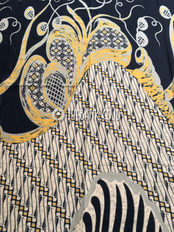 Bahan Kain Seragam Batik Modern Hitam Kuning Kombinasi Ukuran 2.4 m