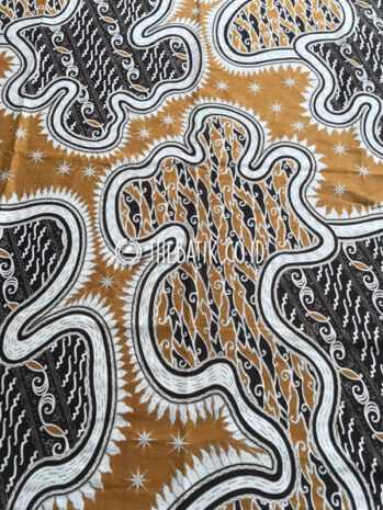 Bahan Kain Seragam Batik Modern Motif Kombinasi Kuning Hitam Ukuran 2.4 m
