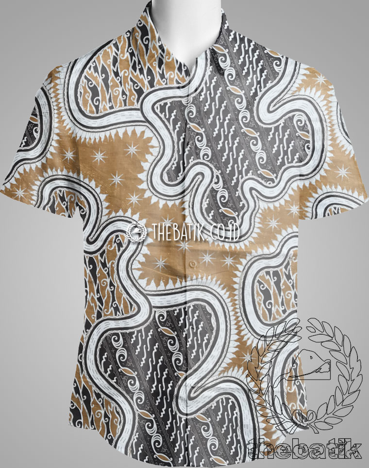 Bahan Kain Seragam Batik Modern Motif Kombinasi Kuning Hitam Ukuran 2.4 m