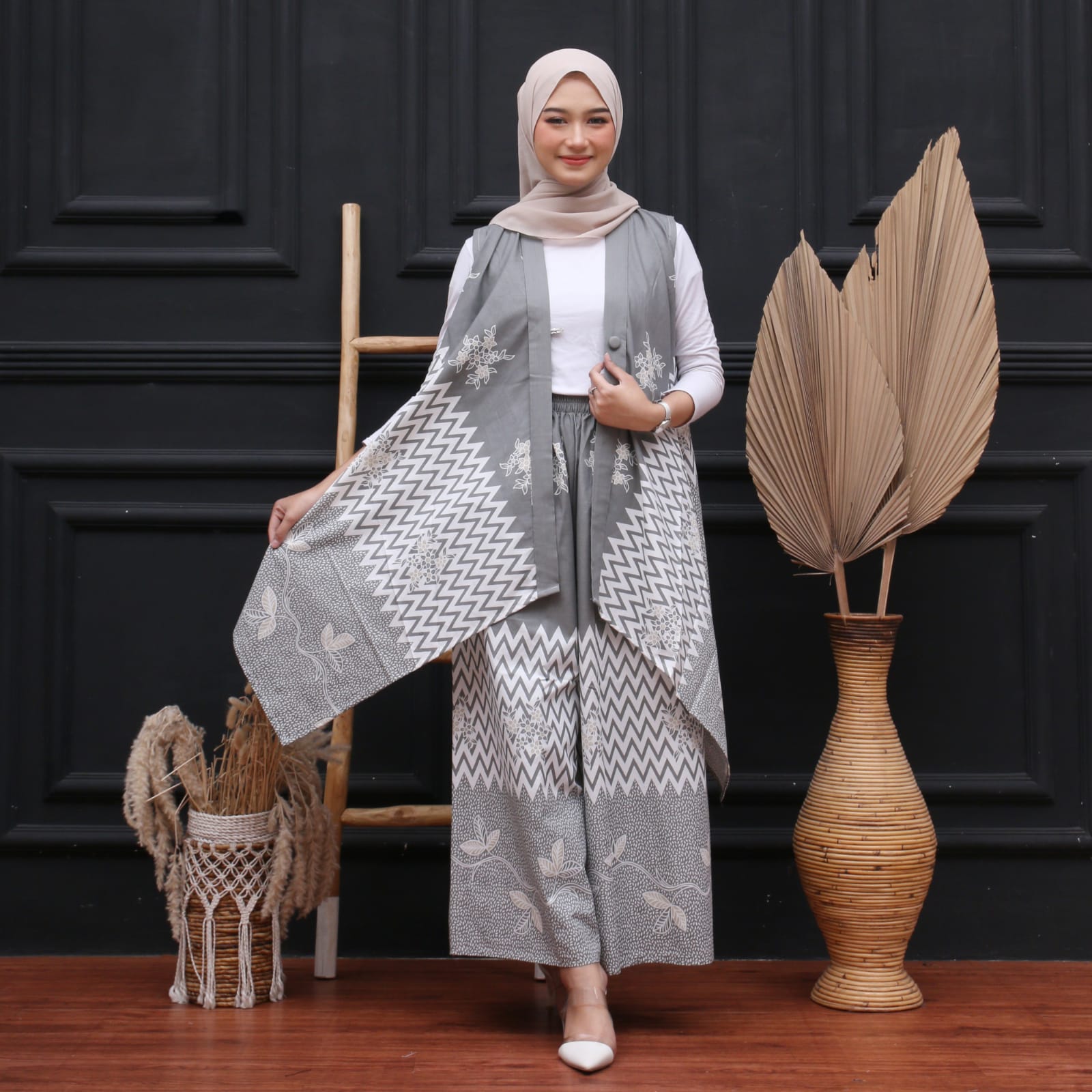 Baju Batik Setelan Outer Yukensi dan Celana Kulot Layer Bahan Katun Grosir Seri