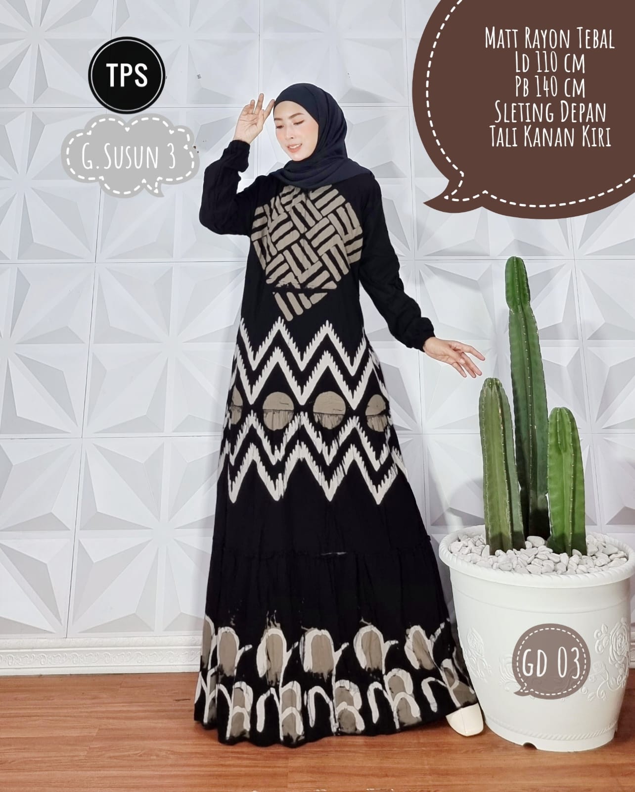 Baju Gamis Rayon Batik Abstrak Modern Grosir Seri Warna (isi 5)