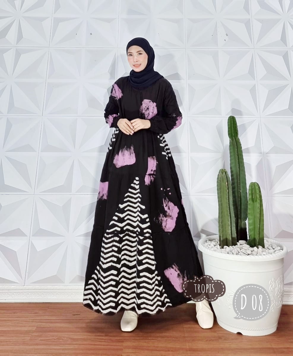 Baju Gamis Rayon Batik Abstrak Modern Grosir Seri Warna (isi 5)