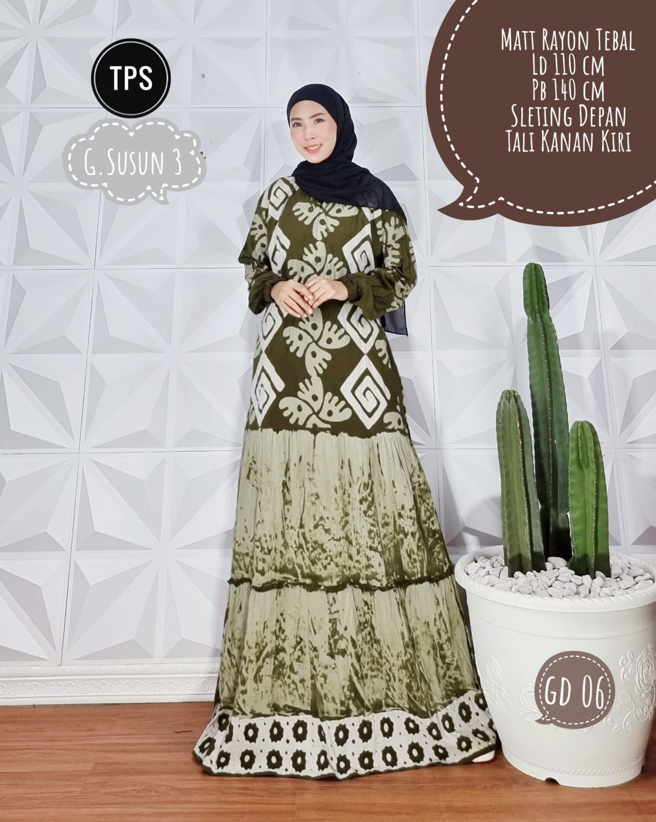 Baju Gamis Rayon Batik Abstrak Modern Grosir Seri Warna (isi 5)
