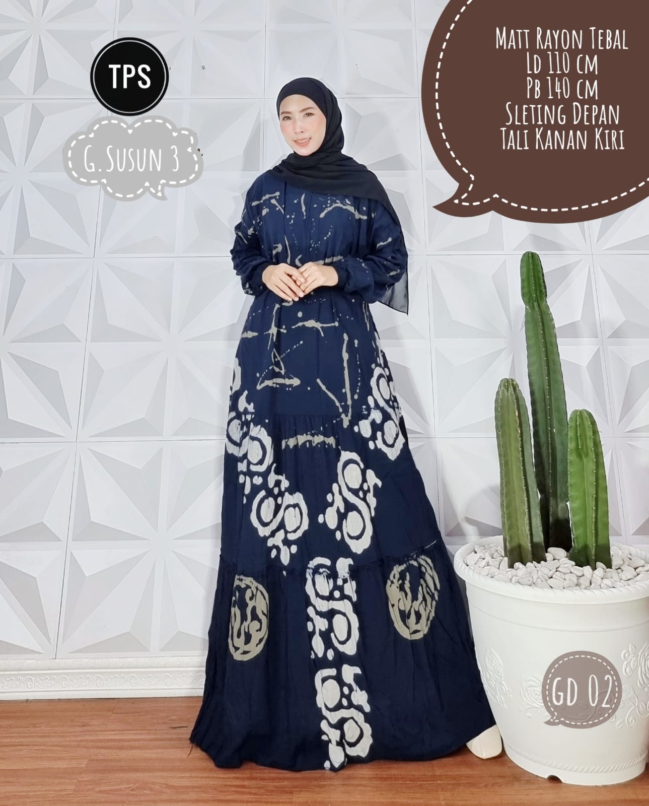 Baju Gamis Rayon Batik Abstrak Modern Grosir Seri Warna (isi 5)