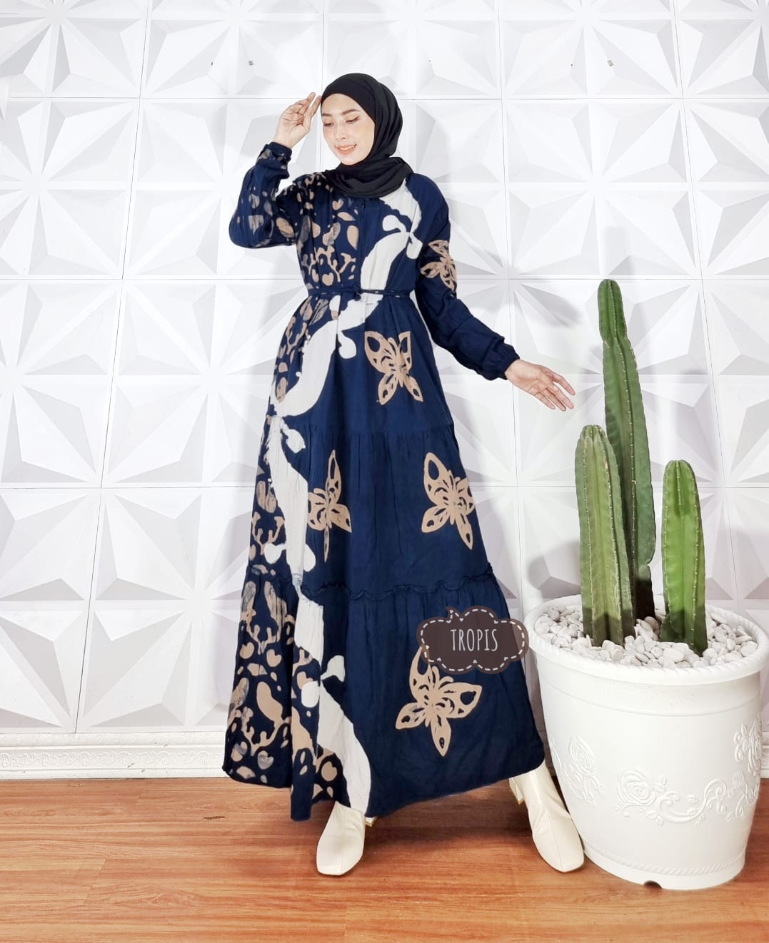 Baju Gamis Rayon Batik Abstrak Modern Grosir Seri Warna (isi 5)