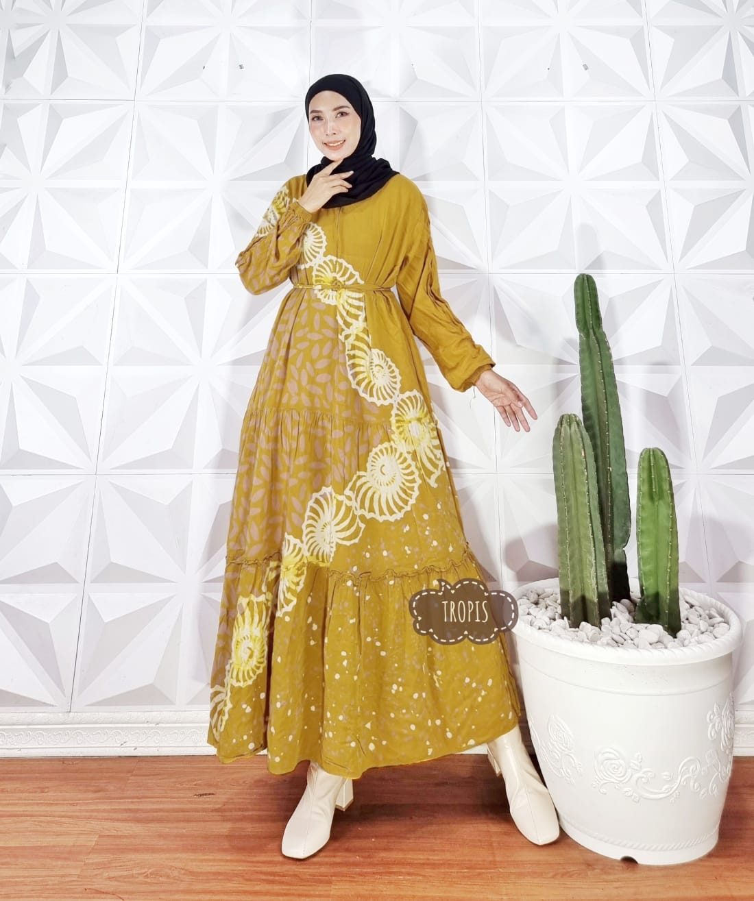 Baju Gamis Rayon Batik Abstrak Modern Grosir Seri Warna (isi 5)
