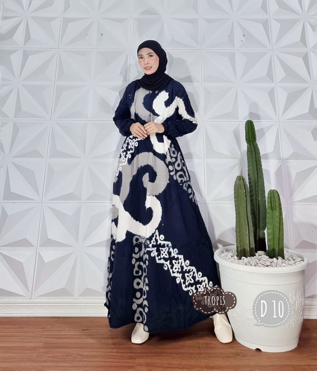 Baju Gamis Rayon Batik Abstrak Modern Grosir Seri Warna (isi 5)